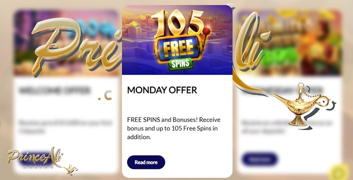 Prince Ali Casino Get 105 Free Spins Every Monday